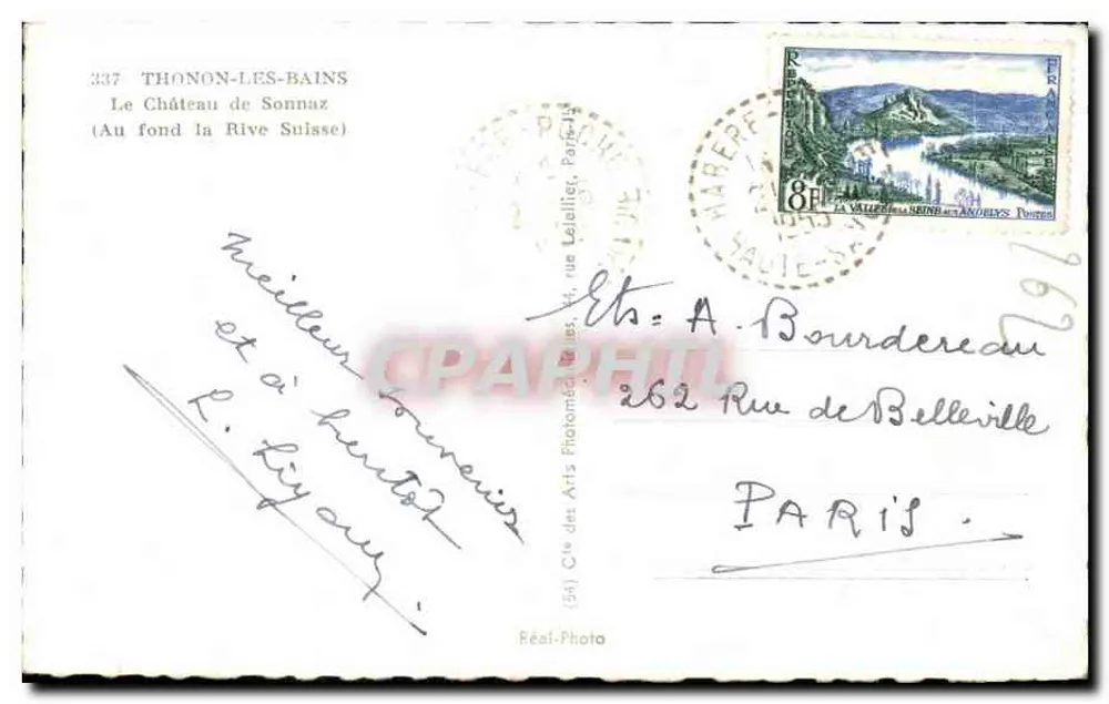O Castelo de Sonnaz — No fundo a Rive Suisse — Cie des Arts Photomécaniques, Thonon-les-Bains - Verso