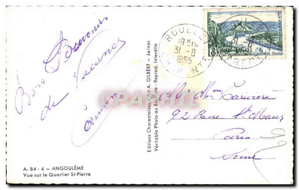 Vista do Bairro Saint-Pierre — Angoulême — Edições A. Gilbert, n° 84 - Verso