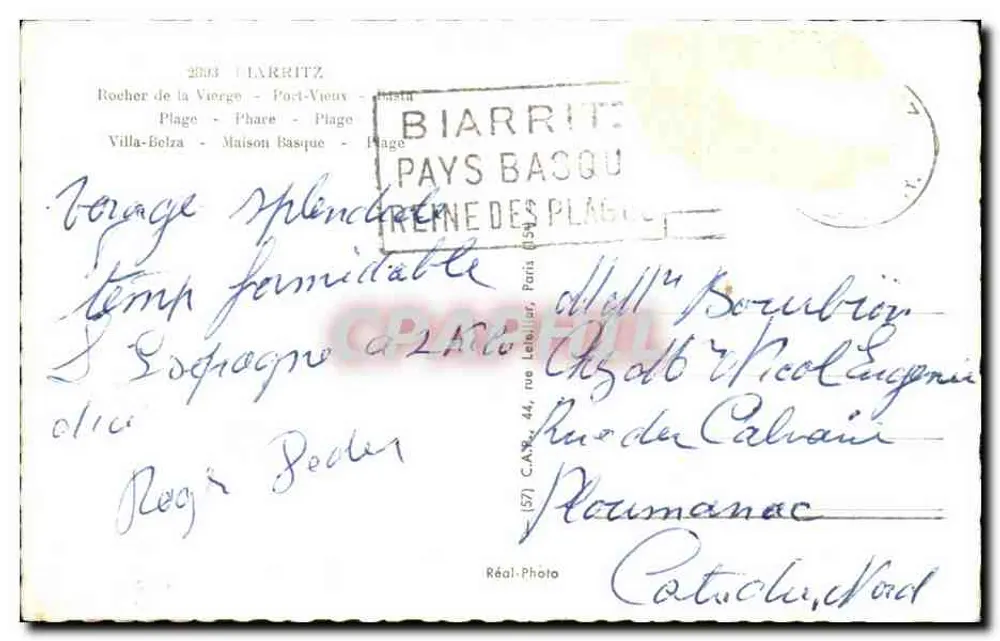 Biarritz — vista panorâmica — Réal-Photo - Verso