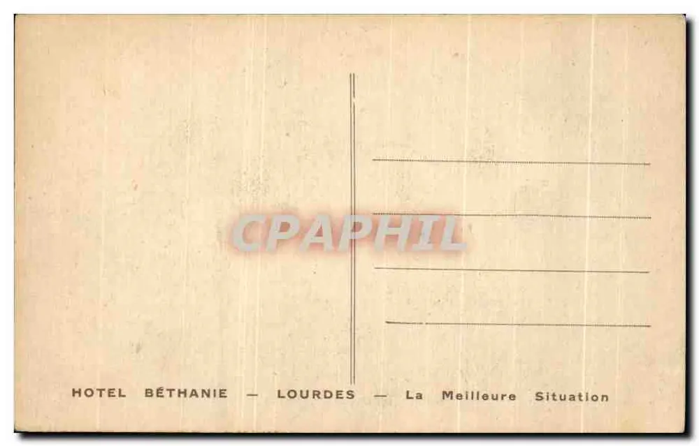 Hôtel Béthanie — Lourdes — éditeur imprimeur non visible - Verso