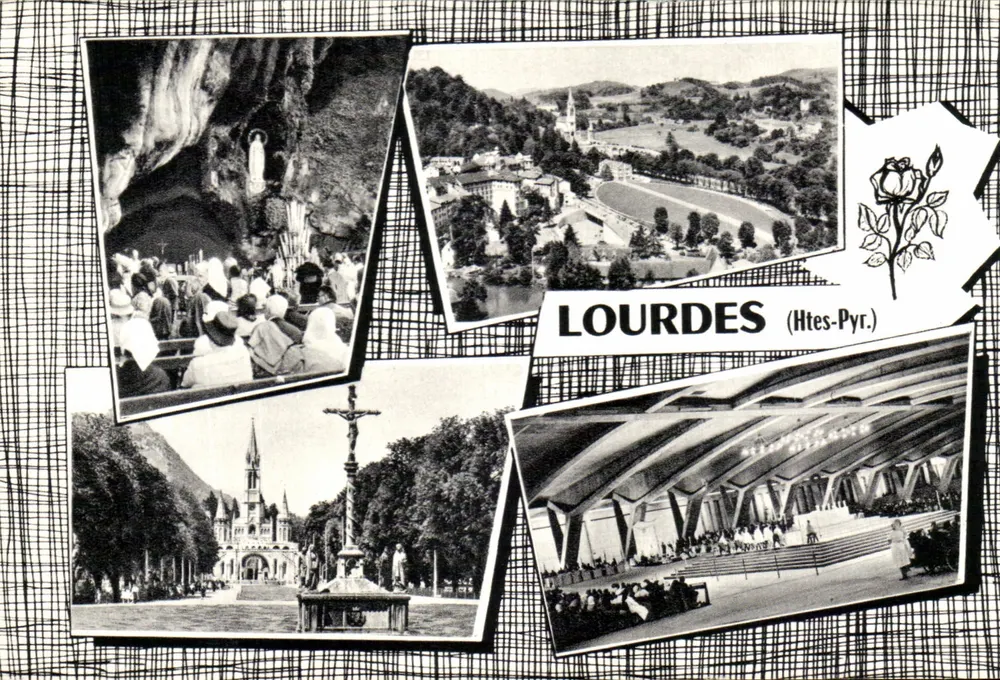 Lourdes (Htes-Pyr.) — vista da gruta, do paisagem, da basílica e do santuário — Edição 'Midi Pyrénées' - Frente