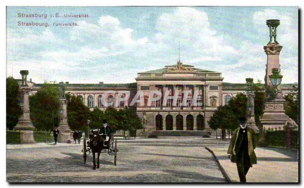 Straßburg, de Universiteit — uitzicht op het hoofdgebouw — Felix Lübb, Kunstverlaganstalt, Straßburg I.E. - Voorkant
