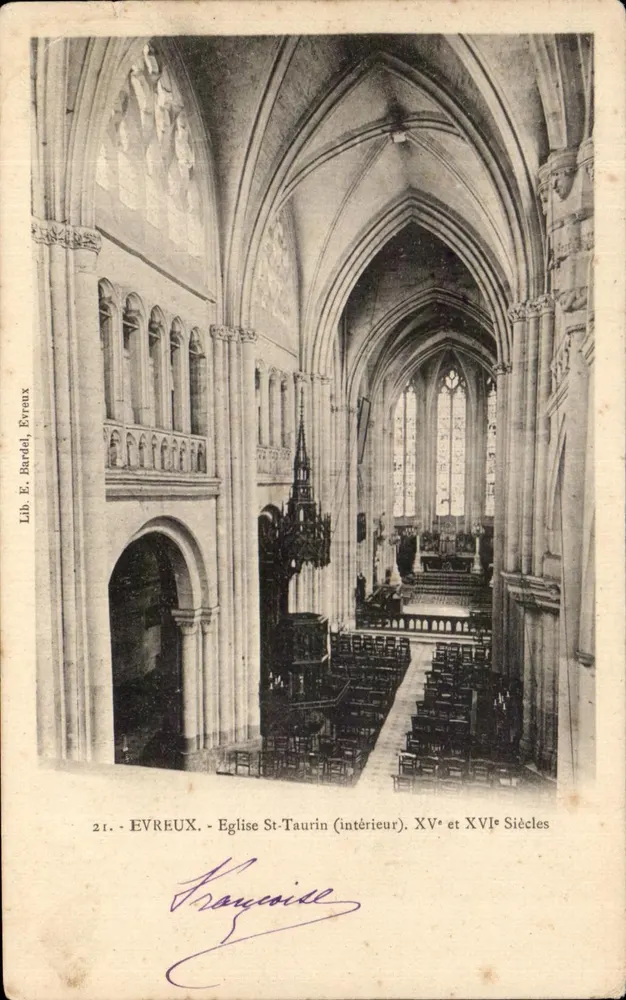 Évreux — Intérieur de l'église Saint-Taurin — Lib. E. Bardel, Évreux, n°21 - Frente