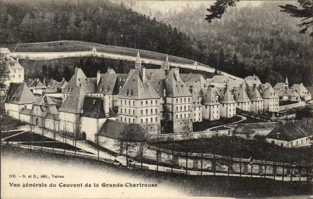 Visão geral do Mosteiro da Grande-Chartreuse — G. e D., editor, Voiron — n° 106 - Frente