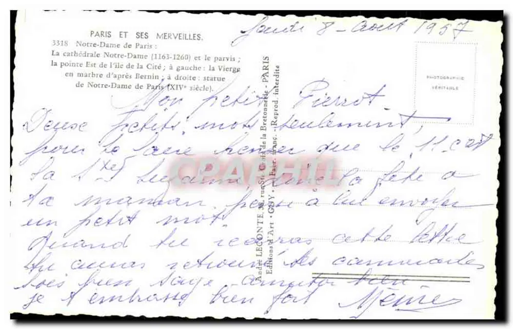 Nossa Senhora de Paris — catedral, estátuas da Virgem — Éditions Art Guy - Verso