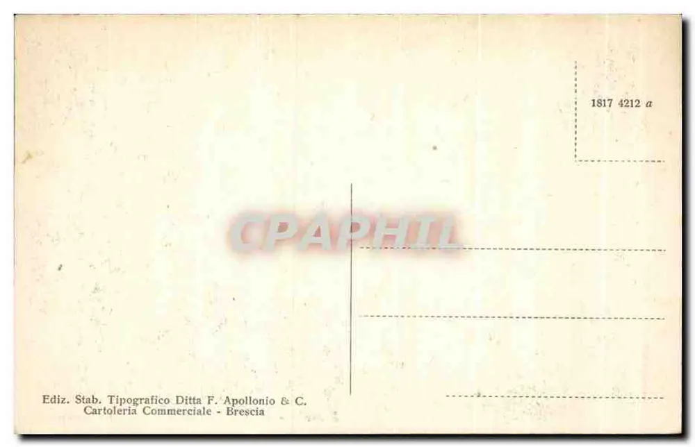 Brescia - Ansicht des alten Uhrenturms von der Loggia — Verlag F. Apollonio & C. - Rückseite