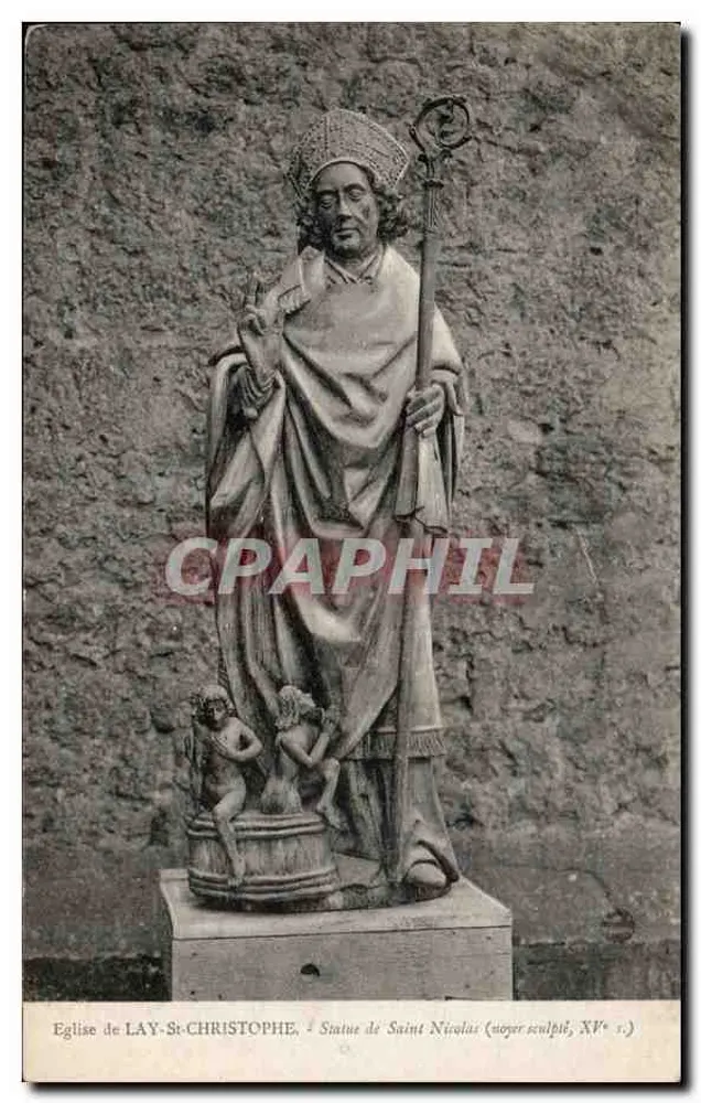 Chiesa di LAY-ST-CHRISTOPHE — Statua di San Nicola (sculto XV° s.) - Recto
