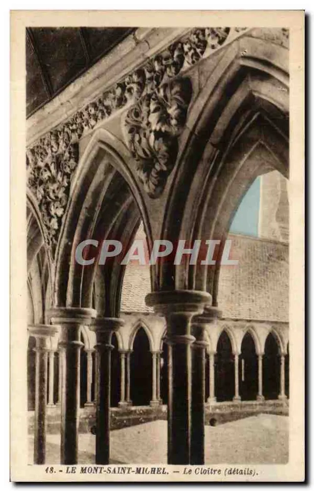 Monte-São-Miguel — O Claustro (detalhes) — Edição E. Lecottoley, Granville - Frente