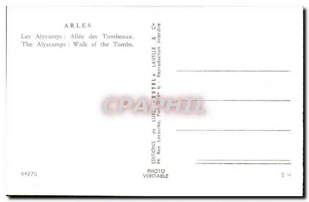 Arles — Los Alyscamps : Avenida de los Sepulcros — Estel - Reverso