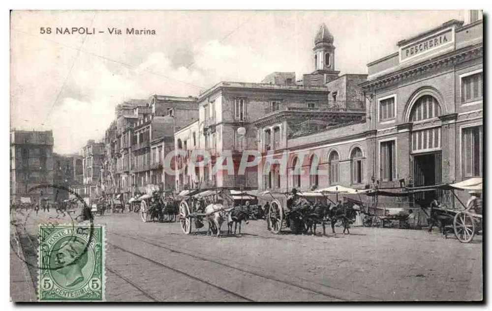 NAPOLI – Via Marina — marché de la Pescheria — Édiz. E. Ragozino, Galleria Umberto I - Napoli - Recto