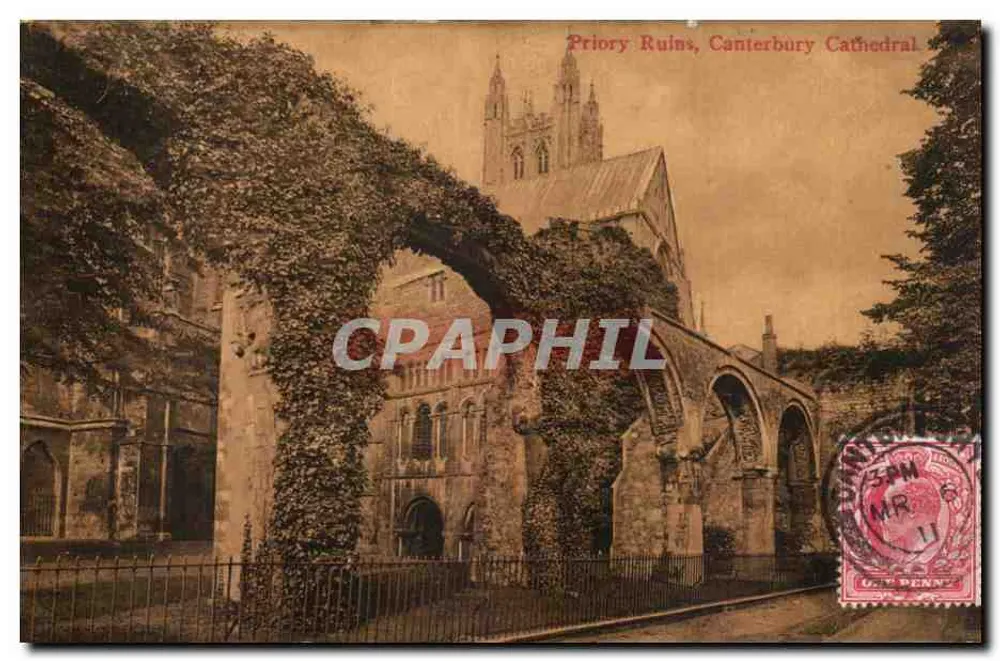 Ruínas do Priorado, Catedral de Canterbury — J.G. Chadston, 14, Mercury Lane, Canterbury - Frente