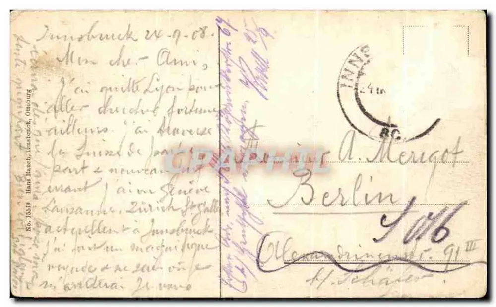 Mosteiro de Wilten perto de Innsbruck — vista panorâmica — editor não identificado - Verso