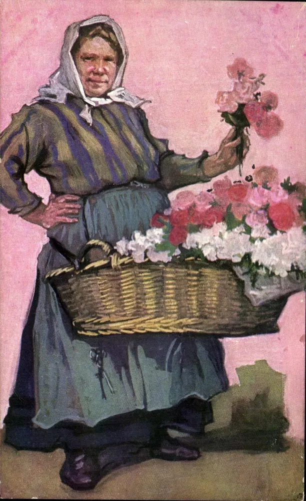 Frau mit Blumen — Wien — M. M. Wien, Nr. 673 - Vorderseite