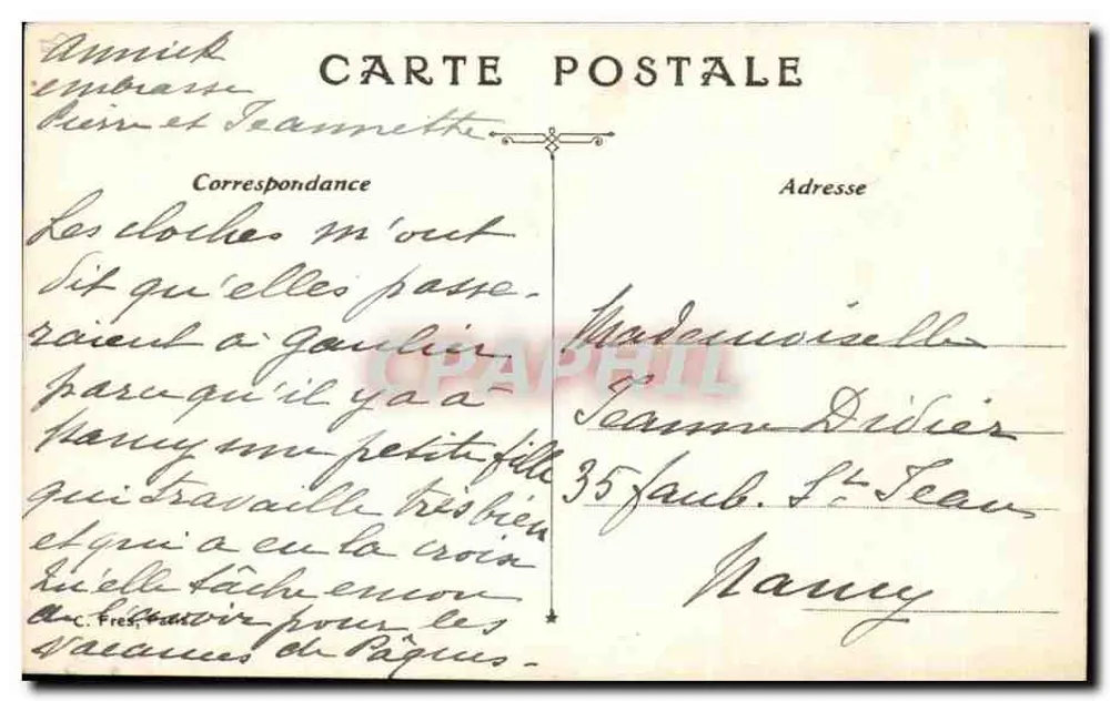 Pequena Annick e Jeanmette em Gourliès — Editor C. Fres, n° não visível - Verso