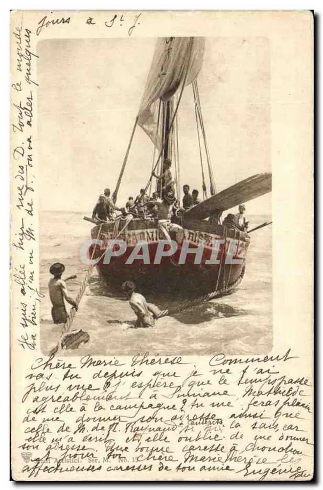 Barco a vela em Simiane — Carte postale de voyage — Editor Artistic, série n°15 - Frente