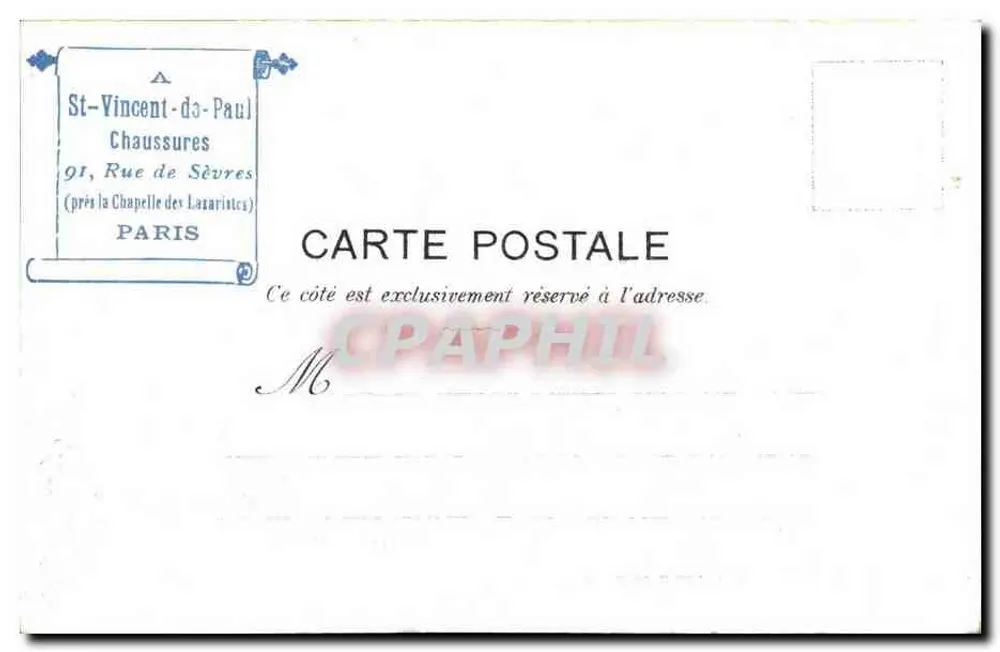 La Pavane — Tänzer in historischem Kostüm — A. St-Vincent-de-Paul, Chaussures, Paris - Rückseite