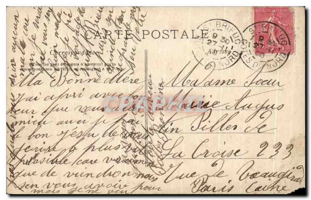 Femme en coiffe de religieuse — scène de prière — A.N. PARIS n° 321 - Verso