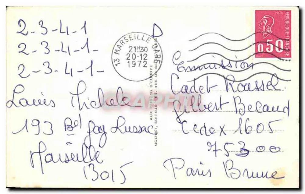 Skrzydłaty byk z Pałacu Króla SARGON — kartka pocztowa nr 175 — W Muzeach Europy, wydawca - Rewers