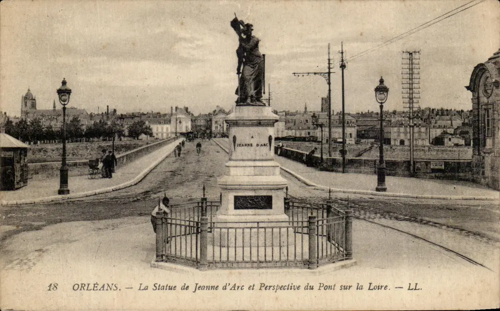 Orléans — Die Statue der Jeanne d'Arc und Perspektive des Brückens über die Loire — LL. Nr. 18 - Vorderseite