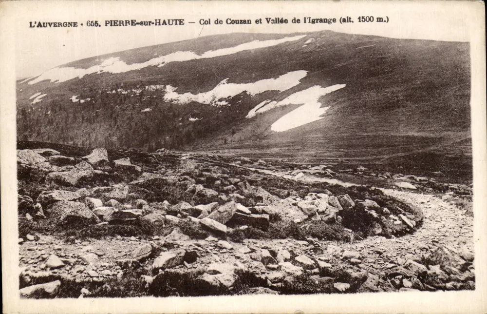 Pierre-sur-Haute — Col de Couzan und Tal der Igrange (Höhe 1500 m.) — Auvergne, Nr. 655 - Vorderseite