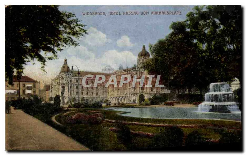 Wiesbaden, Hotel Nassau vom Kurhausplatz — Verlag: Druck u. Verlag - Vorderseite