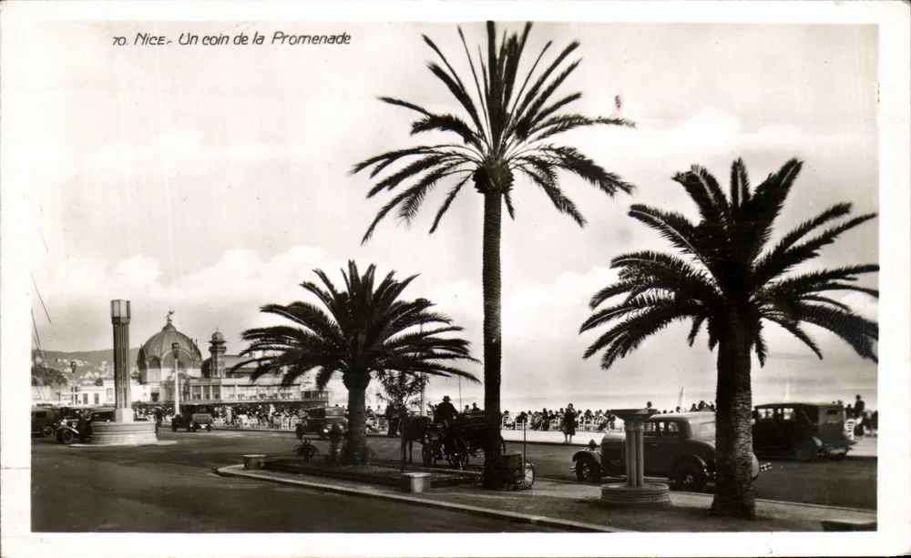Nice - Um canto da Promenade — Bilhete postal antigo n°70, editada por L'Étta & Cie Éd. Nice - Frente