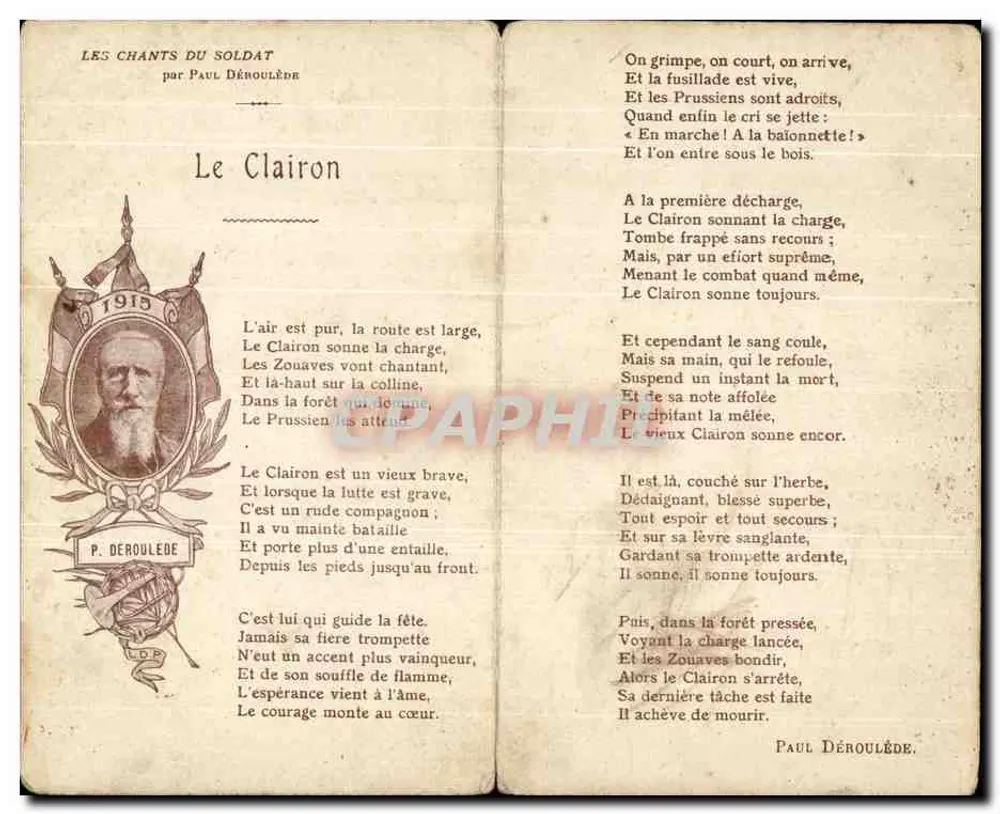 Der Clairon — Die Lieder des Soldaten von Paul Déroulède — Verleger I. Lapina, Paris - Rückseite