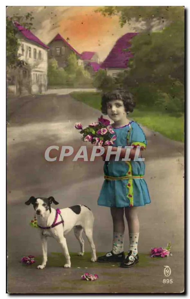 Mädchen und Hund — Straßenszene — M. 895 - Vorderseite