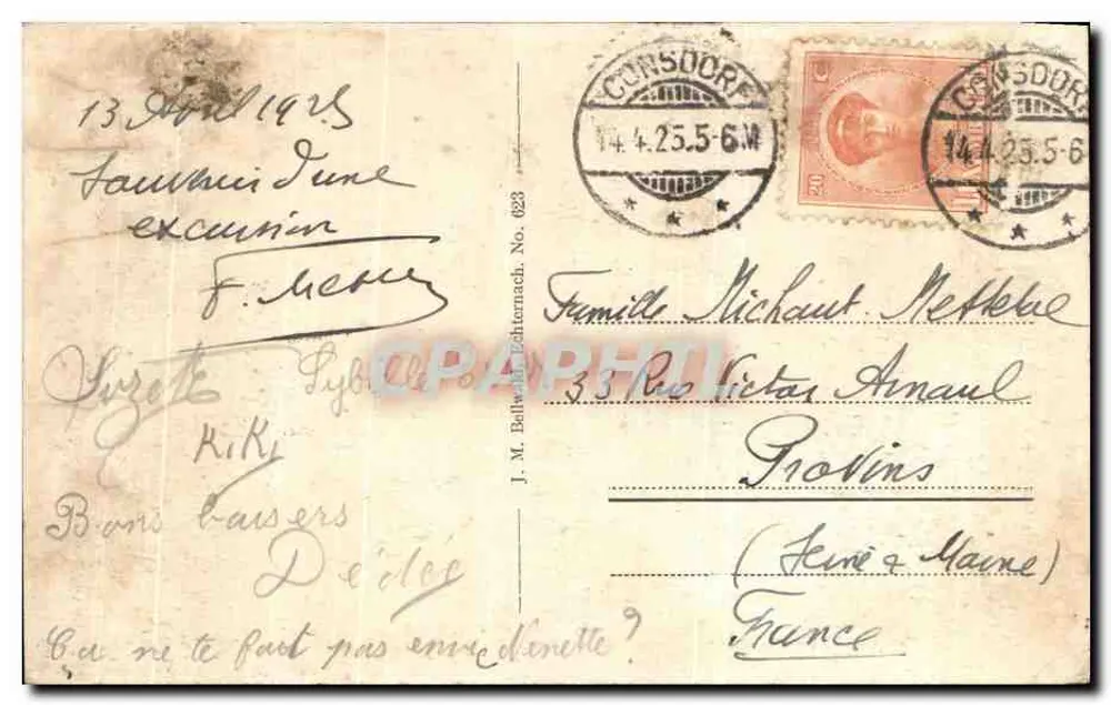 Luxemburgische Kleine Schweiz — Rochers de la Kohlscheuer — J. M. Bellwald, Battenach, Nr. 623 - Rückseite