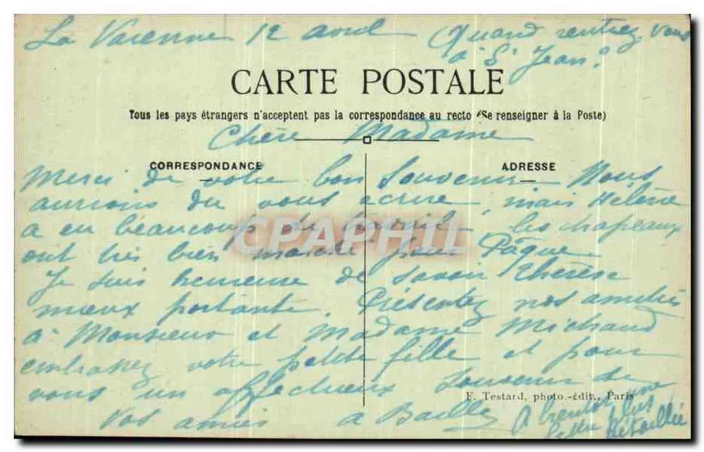 La Varenne — As Margens da Marne — E. M. n°1464 - Verso