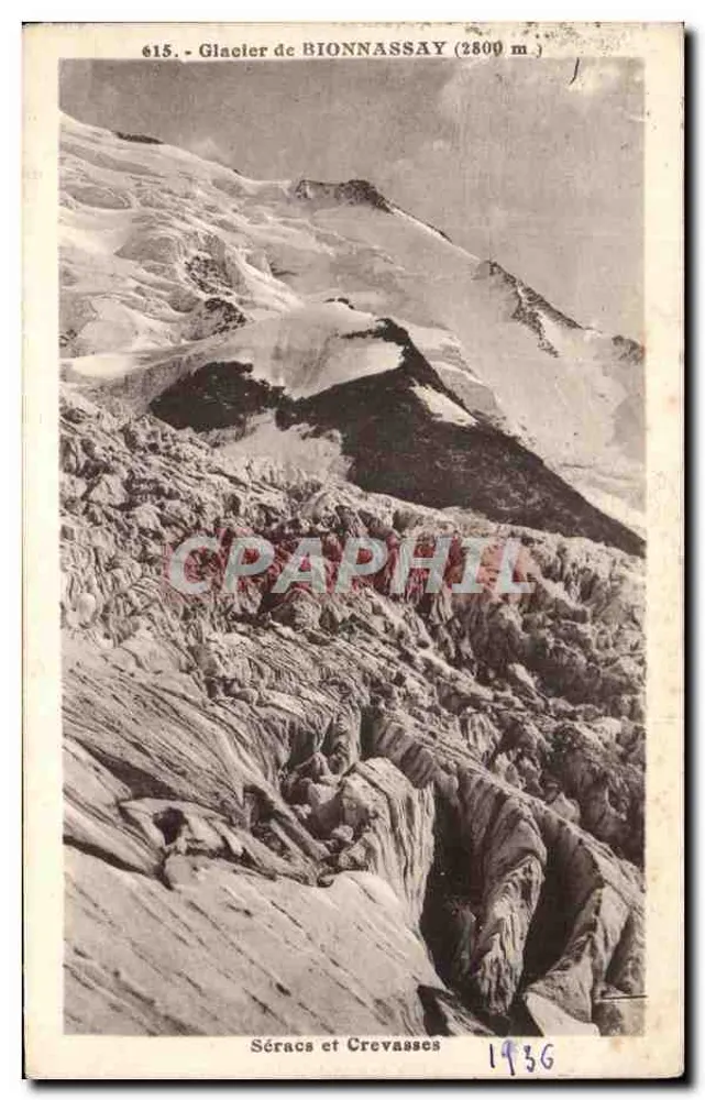 Gletscher von Bionnassay (2800 m) — Serake und Risse — L. Morand, Foto. Verlag Megève - Vorderseite