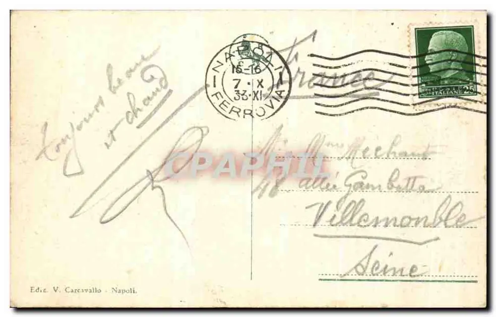 Nápoles — Panorama — Ediz. V. Caresvallo - Verso