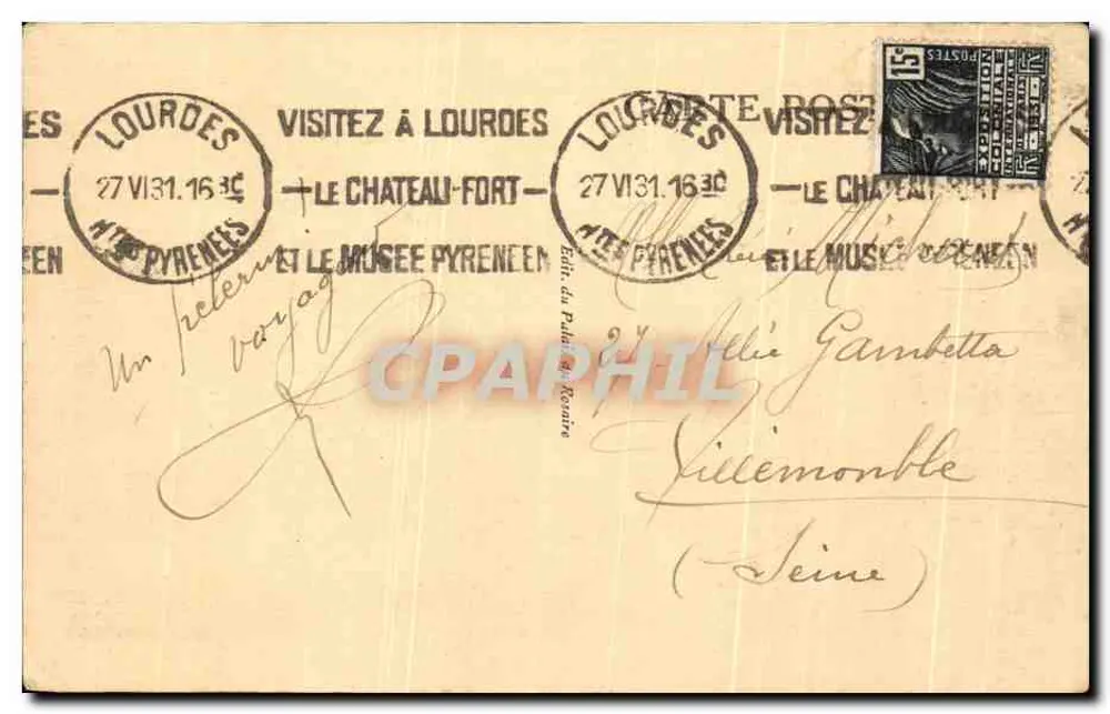 Lourdes — Bênção do Santíssimo Sacramento — editor Rogé, n°99 - Verso