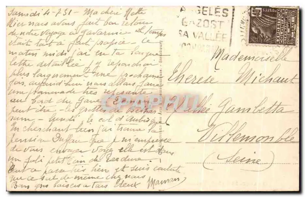 Argelès-Gazost (Hautes-Pyrénées) — Villa Duffau, Familienpension — Nr. 16 - Rückseite