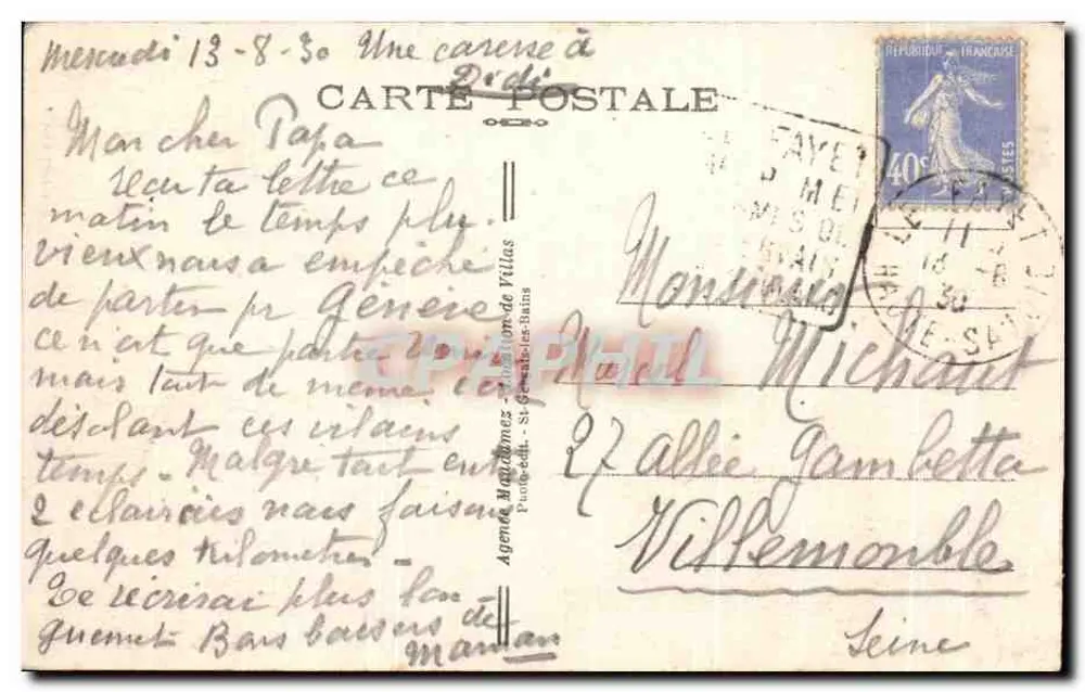 Saint-Gervais-les-Bains — Tête Noire und Chaîne des Fiz — Verlag Agence Maldonéz, Nr. 238 - Rückseite