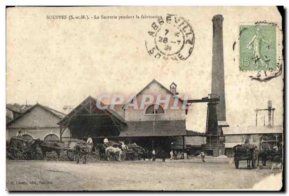 Souppes (S.-et-M.) — La sucrerie pendant la fabrication — R. Léonis, édit., Souppes - Recto