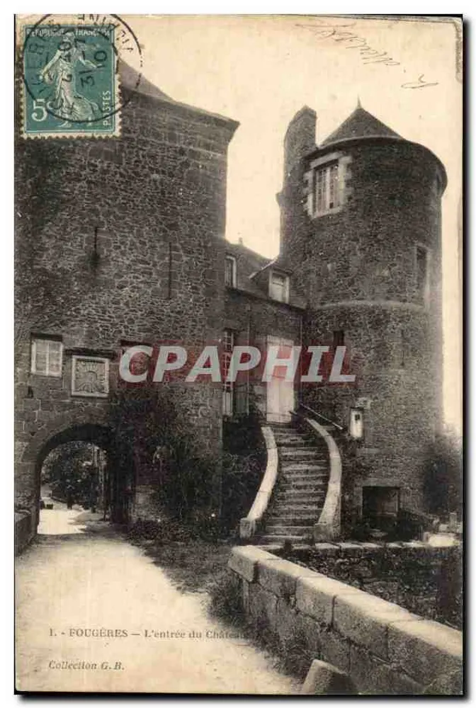 Fougères — L'entrée du Château — Éditeur G.B. - Anverso