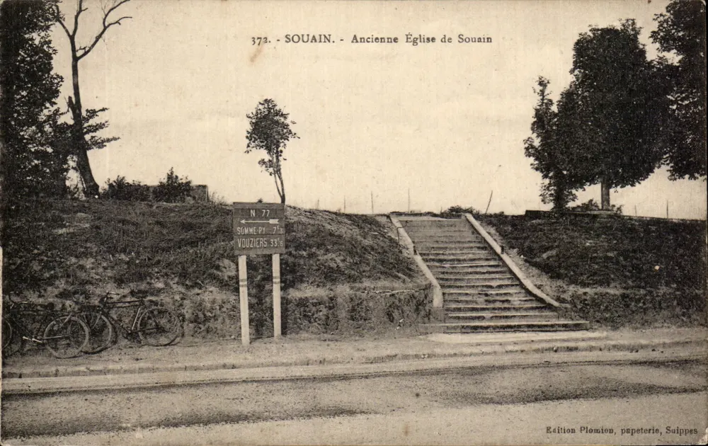 SOUAIN - Antica Chiesa di Souain — Edizione Plomion, cartoleria, Suippes, n° 372 - Recto