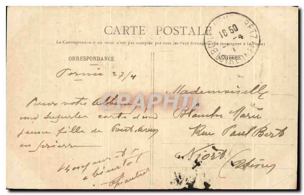 Mulher em traje tradicional — Pont-Aven — Coleção H. Laurent, Port-Louis - Verso