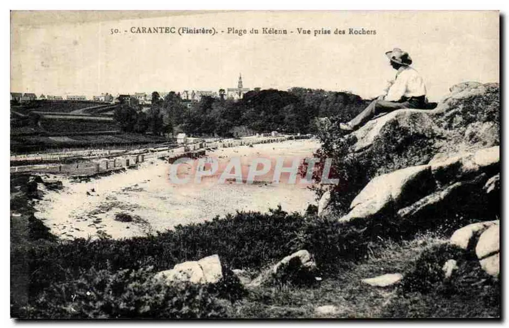 Carantec (Finistère) — Strand von Kélen — Aussicht von den Felsen - Vorderseite