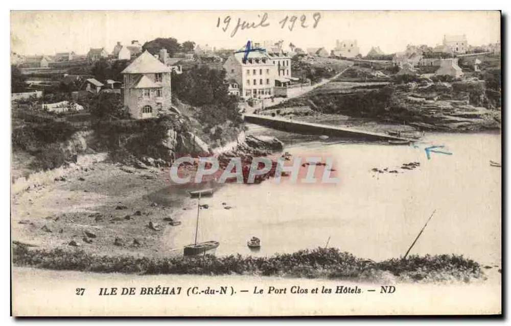 Insel Bréhat (C.-du-N) — Der geschlossene Hafen und die Hotels — ND - Vorderseite