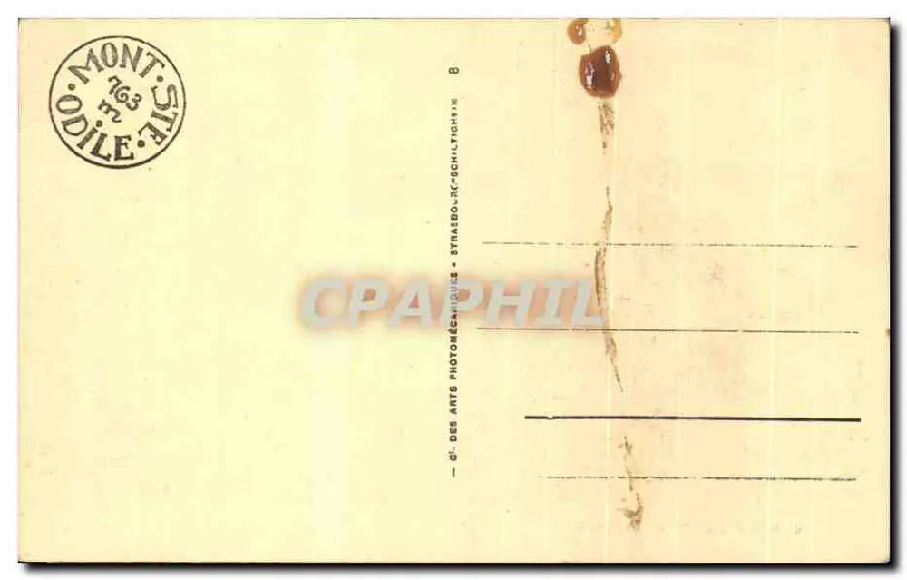 Mont Ste-Odile (Höhe 763 m.) — Ansicht aus der Luft — Verlag: Arts Photographiques de Strasbourg - Rückseite