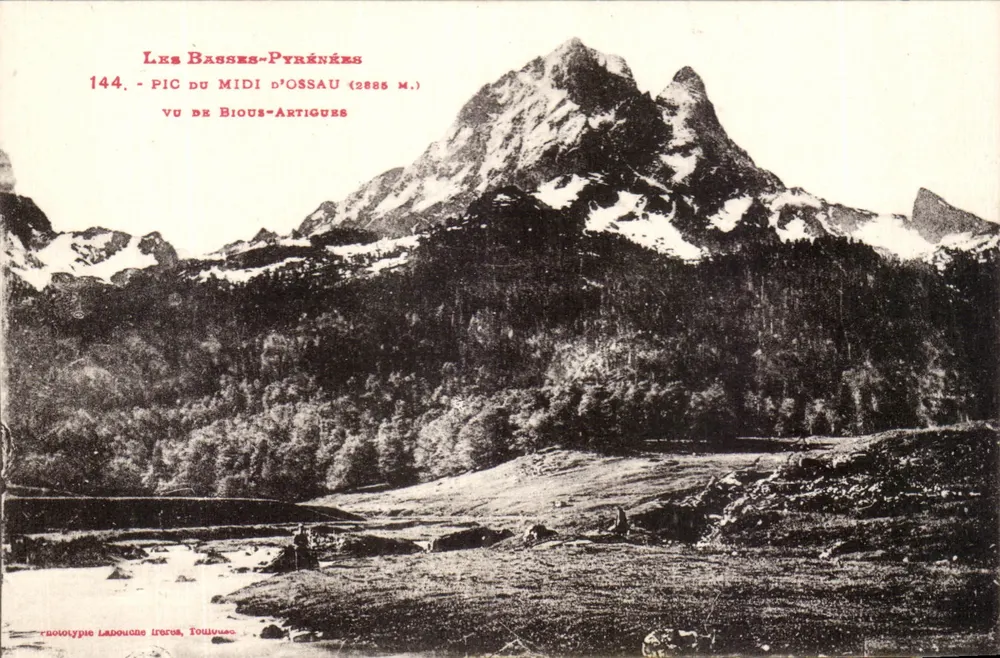 Die Basses-Pyrénées — Pic du Midi d'Ossau (2885 m.) von Biouss-Artigues gesehen — Racototype Laboucane Frères, Toulouse - Vorderseite