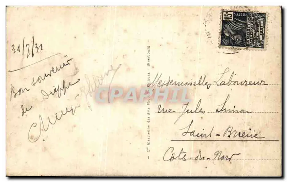 Dieppe - Das Casino und der Boulevard Verdun — Antike Ansichtskarte Nr. 287, veröffentlicht von Arts Photographiques - Rückseite