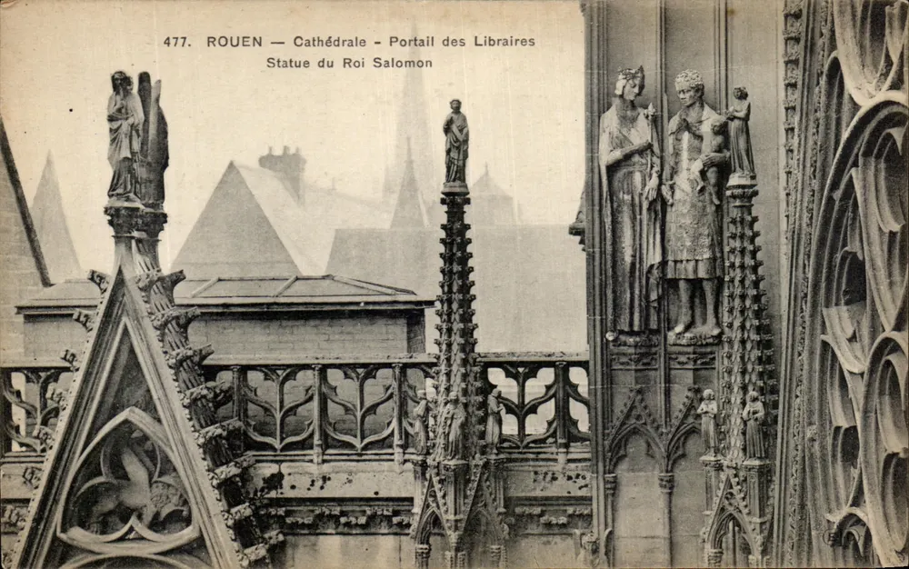 Rouen — Kathedrale — Portal der Buchhändler — Statue des Königs Salomon - Vorderseite