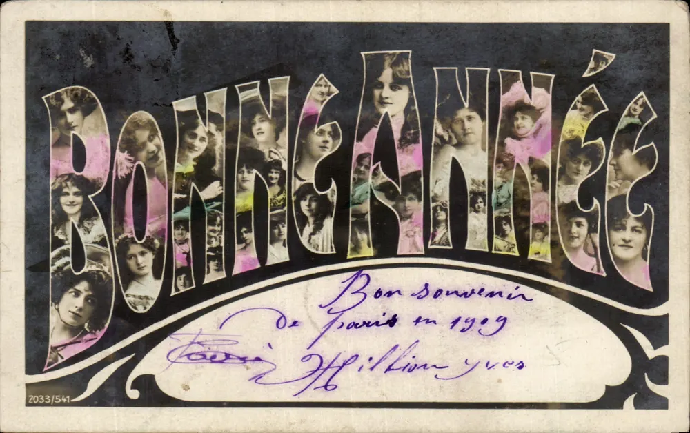 GLÜCKLICHES NEUES JAHR — Ansichtskarte von Paris 1909 — Verlag Affillion, Nr. 2033/541 - Vorderseite
