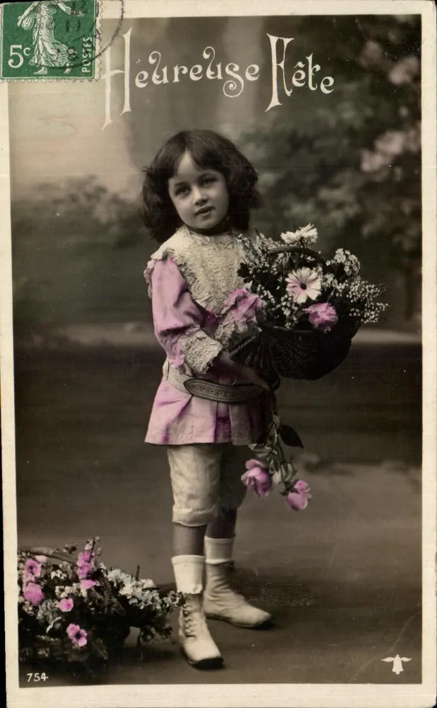 Mädchen mit Blumenkorb — Heureuse Rête — n°754 - Vorderseite