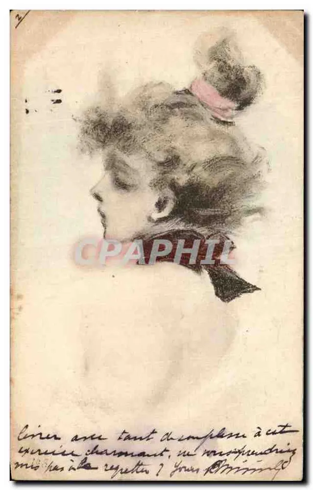 Jeune femme au chapeau — portrait de profil — éditeur non visible - Vorderseite