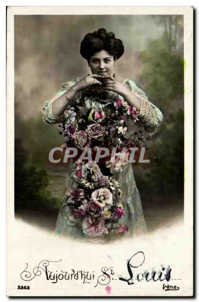 Junge Frau, die einen großen Blumenstrauß hält — St. Louis — Irène, n° 3363 - Vorderseite