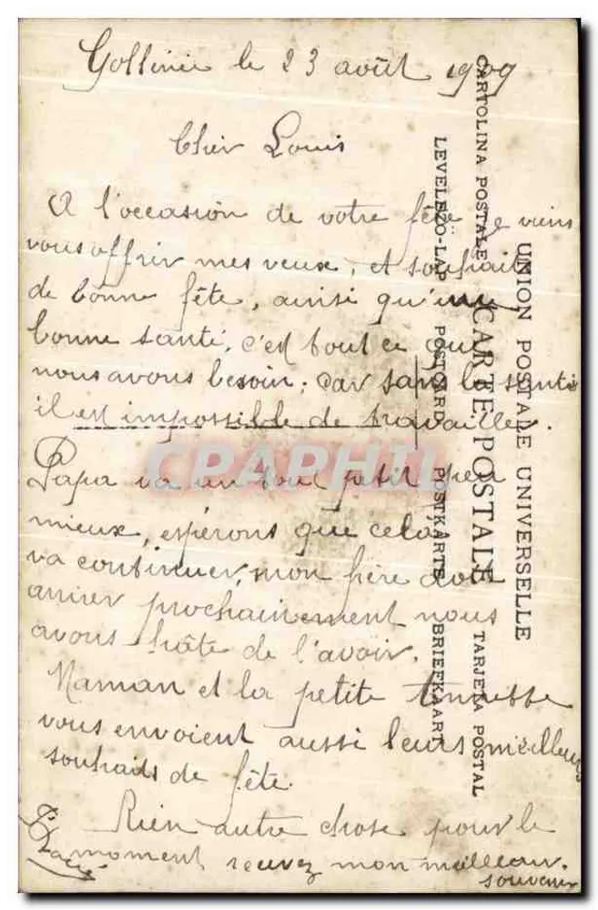 Junge Frau, die einen großen Blumenstrauß hält — St. Louis — Irène, n° 3363 - Rückseite